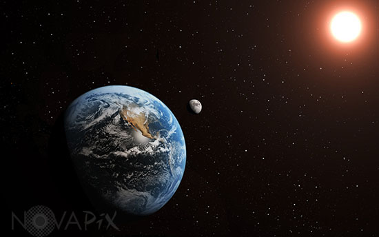 Terre Lune et Soleil - vue d'artiste