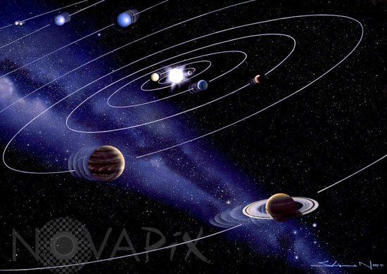 Movement of planets in our solar system. Artwork.