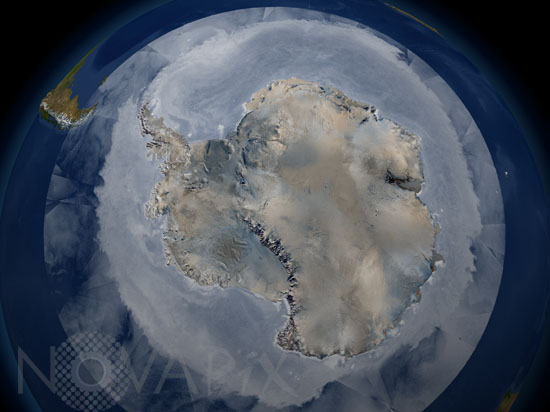 La glace entourant l'Antarctique au printemps.