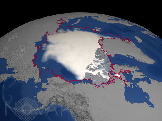 Pôle nord par satellite 09/2004