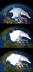 Terre: fonte de la glace arctique -1979-2005-2009