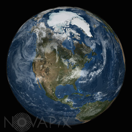 Terre : pôle nord par satellite
