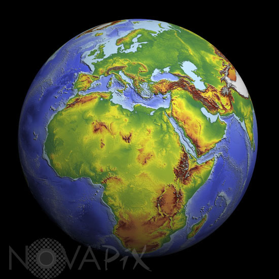 La Terre -Vue topographique