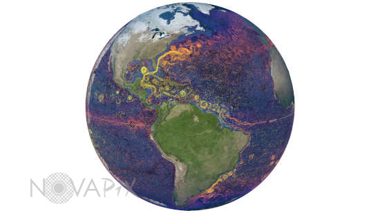 Terre - Courants océaniques avec température - Gulf Stream