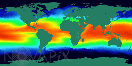 Oceans temperature by Envisat satellite