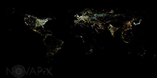 Lights on Earth's surface - 1992 to 2008