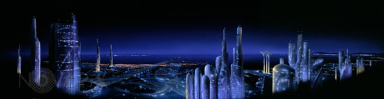 City and airport of the future - Artist view