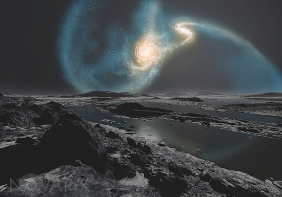 Collision entre la galaxie d'Andromede et la Voie lactée 