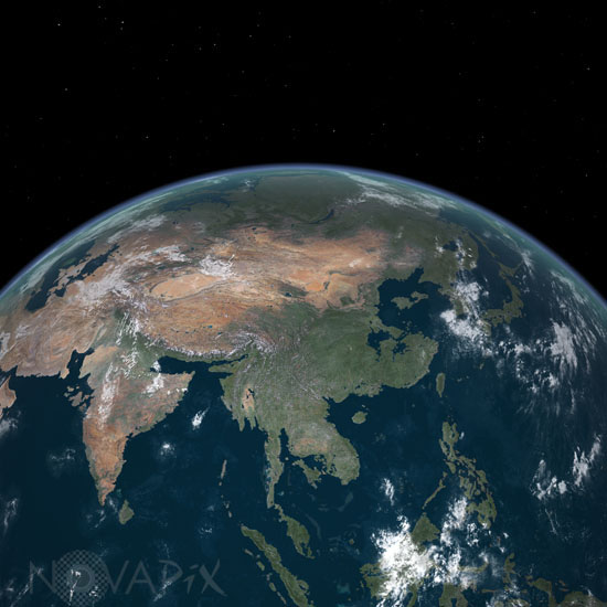 Global warming - Asia with sea level +100m