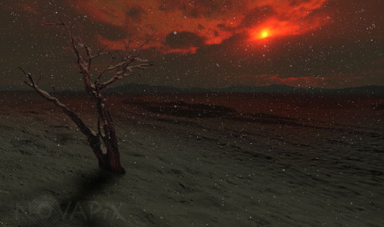 Earth during ash fall from supervolcano