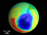 Trou d'ozone au pôle sud 10/1998