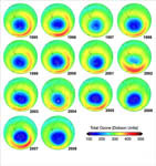 Trou d'ozone au pôle sud de 1995 à  2008
