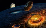 Un asteroide frappe la Terre primitive - Vue d'artiste