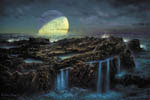Lever de Lune sur la Terre primitive - Vue d'artiste