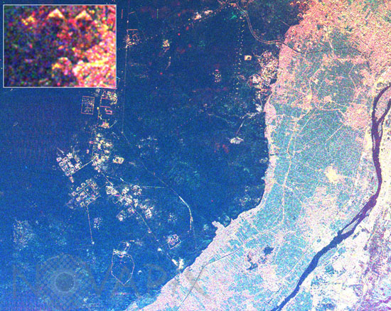 Space Radar Image of Giza Egypt - with enlargement