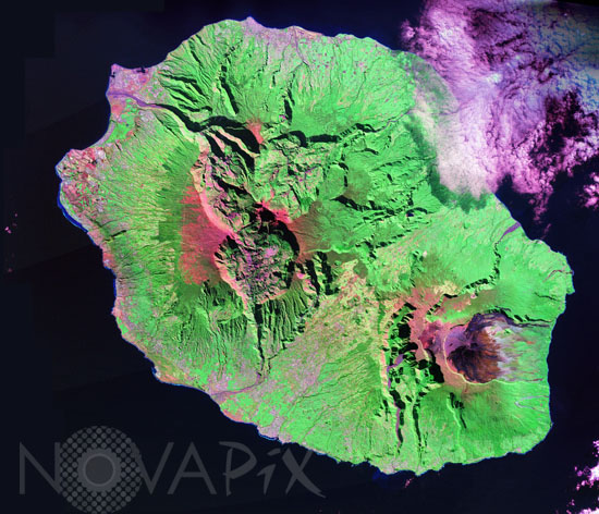 Réunion as seen from Landsat 7. 2000.