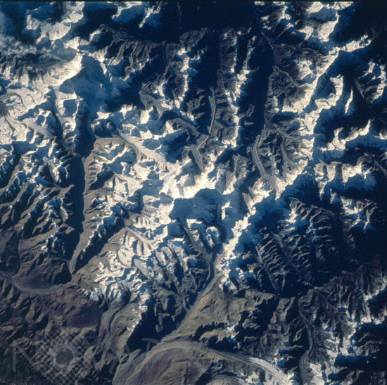 Mt. Everest seen from space shuttle Columbia.