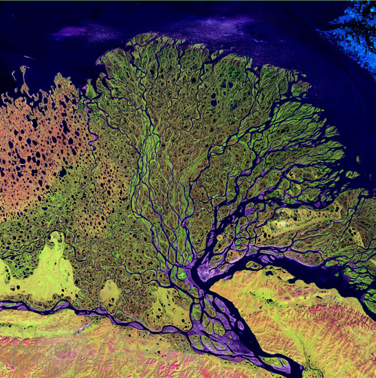 Delta de la Lena -Russie- vu par Landsat-7