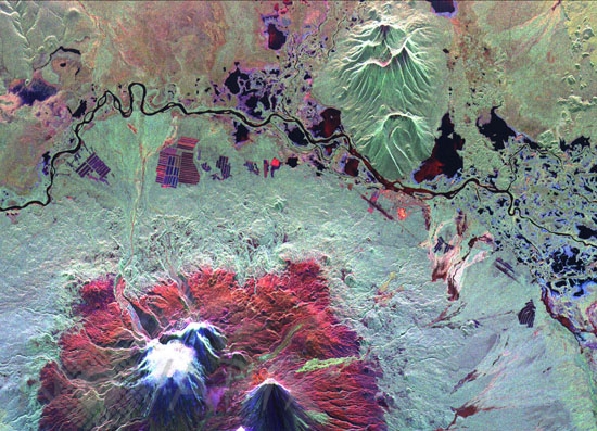 Radar image of Kliuchevskoi volcano