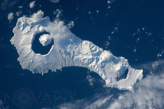 Onekotan volcanic island seen from space