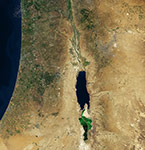 La Mer Morte vue de l'espace en 2013