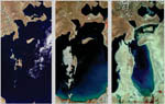 Mer d'Aral vue de 1977 à  2006