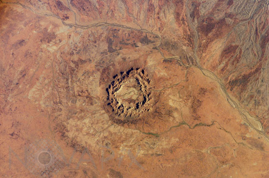 Cratère Gosses Bluff, Australie, vu par ISS 02/2007