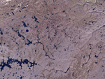 Cratère d'impact Pingualuit vu par satellite
