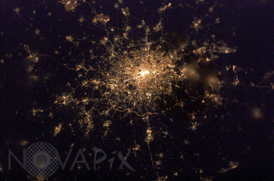 Londres de nuit vue par ISS 02/2003