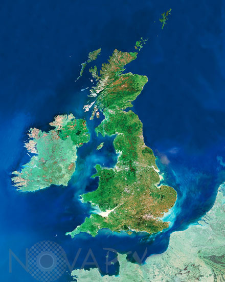 United Kingdom satellite view