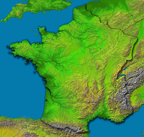 La France. Vue altimetrique