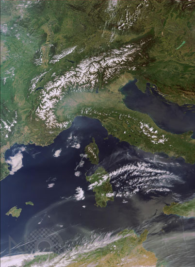 The Alps as seen from Envisat satellite 04/2007