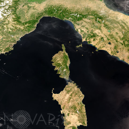 Corsica and Sardinia seen by satellite Envisat