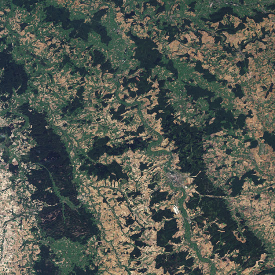 Vue satellite de Verdun et de la Meuse