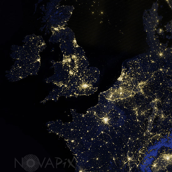 La Grande Bretagne et le nord de la France vus la nuit - 2012