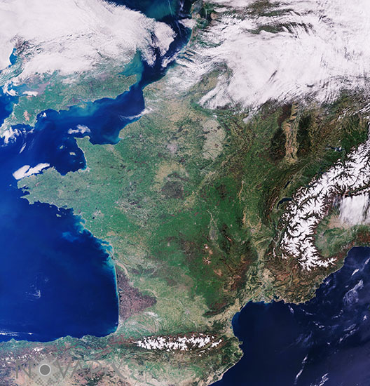 France as seen from satellite