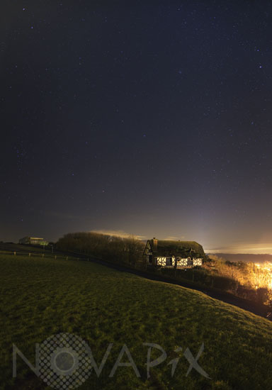 House and starry sky. Etretat