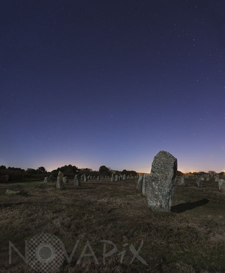 Starry sky above standing stones in Carnac