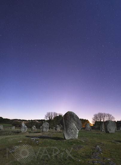 Starry sky above standing stones in Carnac