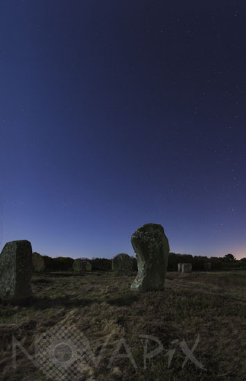 Starry sky above standing stones in Carnac
