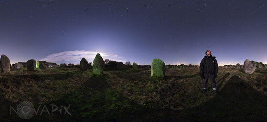 Starry sky above standing stones in Carnac