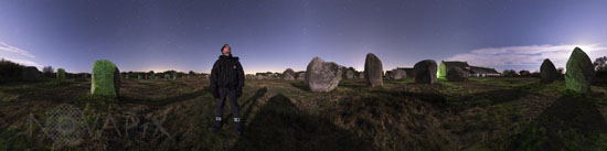 Starry sky above standing stones in Carnac