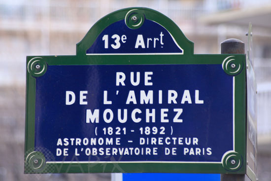 Plaque de la rue de l'Amiral Mouchez à Paris