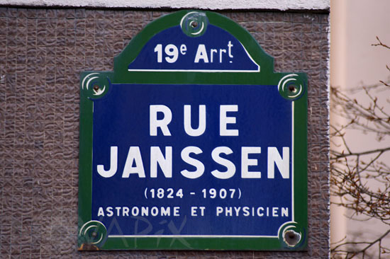 Plaque de la rue Janssen à Paris