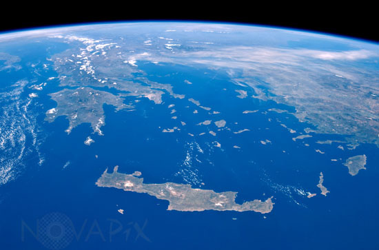 Mer Egée vue de l'espace