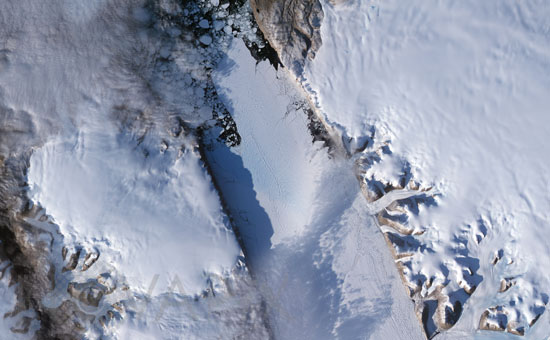 Crack in the Petermann Glacier, Greenland