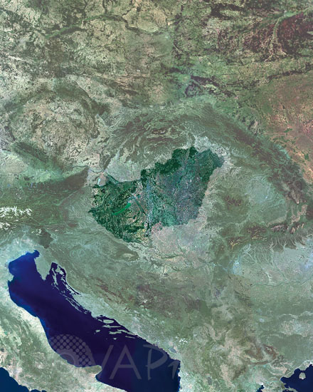 Hungary seen from satellite Envisat