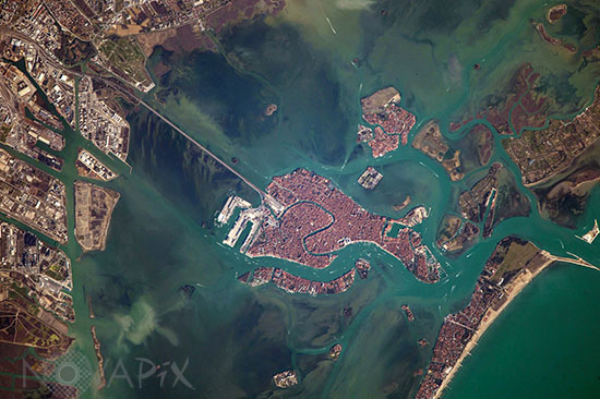 Venice lagoon, Italy, seen from space. 2017