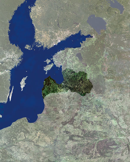 La Lettonie vue par satellite