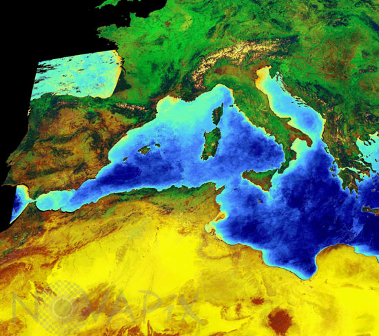 La Mer Mediterranée vue par satellite